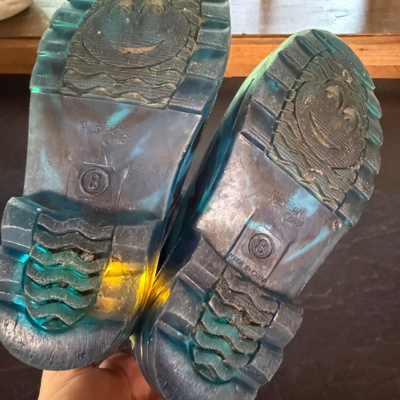 Western Chief Boys Kids Youth Sz 8 Light Up Rain Boots Shark Pattern bin - Picture 6 of 11